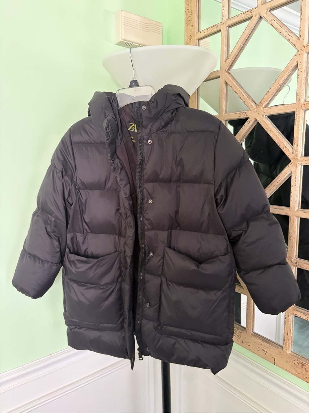 Zara Kids Black Quilted Puffer Jacket with Hood